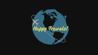 Happy Travels World Globe Machine Embroidery Design