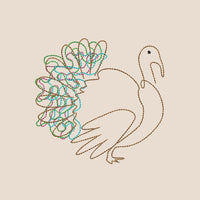 Scribble Turkey Thanksgiving Machine Embroidery Design, 2 sizes