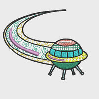 UFO Embroidery Design, space embroidery design, 2 sizes
