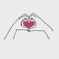 Hand Heart Machine Embroidery Design,2 sizes