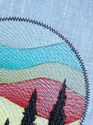 Round Forest Sunset Machine Embroidery Design - sproutembroiderydesigns