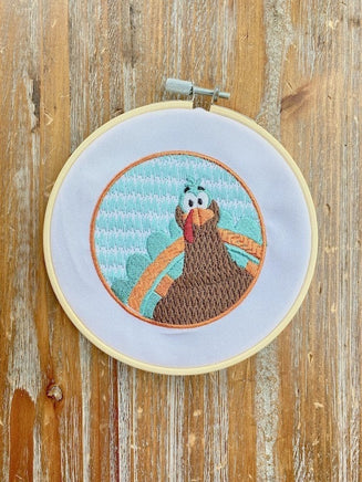 Silly Turkey Thanksgiving Machine Embroidery Design, 2 sizes - sproutembroiderydesigns