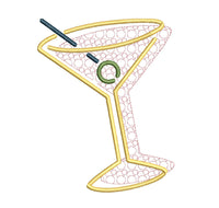 Modern Martini Machine Embroidery Design, 2 sizes - sproutembroiderydesigns