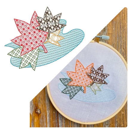 Embossed Autumn Leaves Machine Embroidery Design - sproutembroiderydesigns