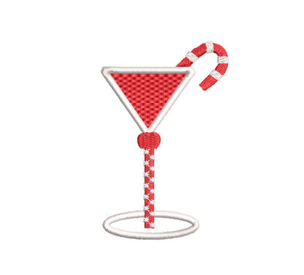 Merry Christmas Candy Cane Martini Drink Machine Embroidery Design - sproutembroiderydesigns