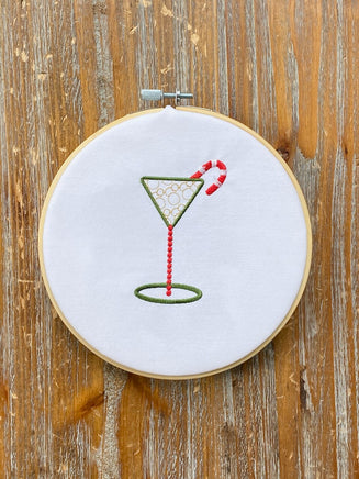 Christmas Cocktail Embroidery Design - sproutembroiderydesigns