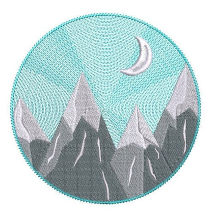 Round Snowcapped Mountain Machine Embroidery Design - sproutembroiderydesigns