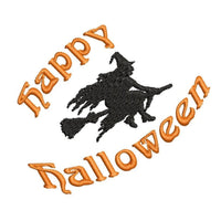 Happy Halloween Flying Witch Machine Embroidery Design - sproutembroiderydesigns