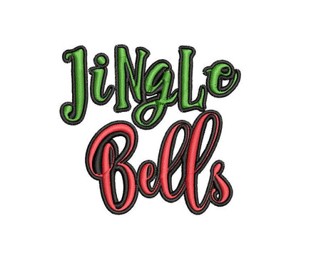 Jingle Bells Christmas Machine Embroidery Design, 2 Sizes - sproutembroiderydesigns