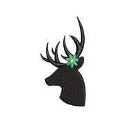 Poinsettia Deer Silhouette Machine Embroidery Design - sproutembroiderydesigns