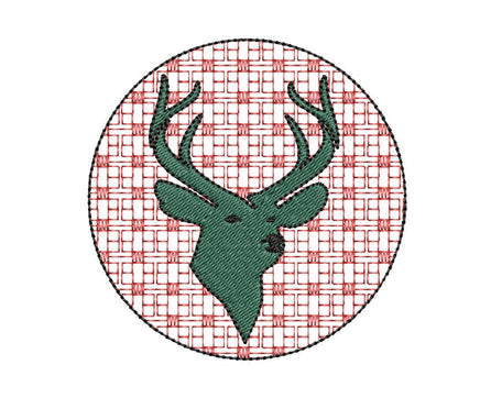 Plaid Deer Silhouette Machine Embroidery Design - sproutembroiderydesigns