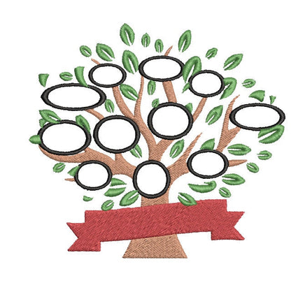 Family Tree Machine Embroidery Design, 5 x 7 Hoop - sproutembroiderydesigns