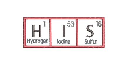 HIS and HERS Periodic Table of Elements Embroidery Design, 2 sizes, Bath Towel Embroidery - sproutembroiderydesigns