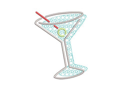 Modern Martini Machine Embroidery Design, 2 sizes - sproutembroiderydesigns