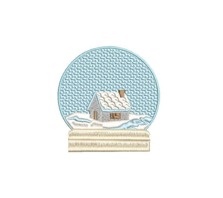 Snow Globe House Machine Embroidery Design - sproutembroiderydesigns