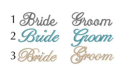 Bride and Groom Machine Embroidery Designs, 3 Fonts - sproutembroiderydesigns