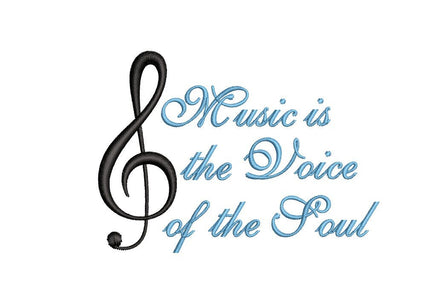 Music is the Voice of the Soul Machine Embroidery Design, 2 sizes - sproutembroiderydesigns