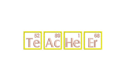 Small Teacher Machine Embroidery Design, 4x4 Hoop Periodic Table of Elements embroidery design - sproutembroiderydesigns