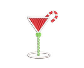 Merry Christmas Candy Cane Martini Drink Machine Embroidery Design - sproutembroiderydesigns