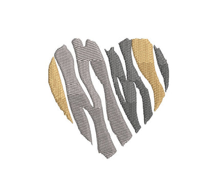 Camo Zebra Heart Machine Embroidery Design - sproutembroiderydesigns