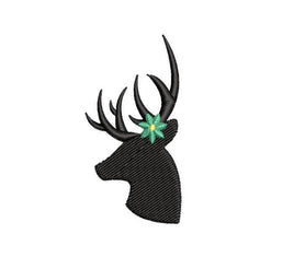 Flower Deer Silhouette Machine Embroidery Design - sproutembroiderydesigns