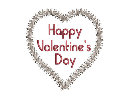 Happy Valentine's Day Modern Heart Machine Embroidery Design - sproutembroiderydesigns