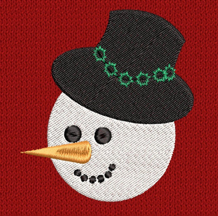 Smiling Snowman Machine Embroidery Design, 4x4 hoop - sproutembroiderydesigns