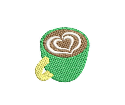 Mini Coffee Latte Embroidery Design - sproutembroiderydesigns