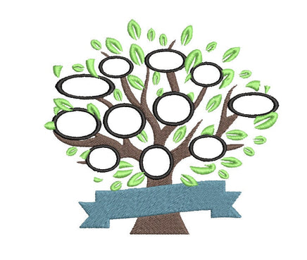 Family Tree Machine Embroidery Design, 5 x 7 Hoop - sproutembroiderydesigns
