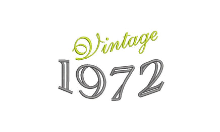 Vintage 1972 Machine Embroidery Design, 50th birthday embroidery design - sproutembroiderydesigns