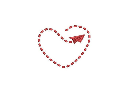 Heart Plane Machine Embroidery Design - sproutembroiderydesigns