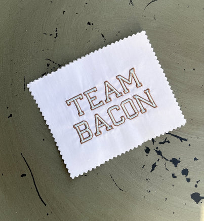 Team Bacon Machine Embroidery Design, 2 sizes - sproutembroiderydesigns