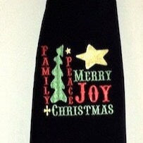 Block Merry Christmas Joy Trees Machine Embroidery Design-2 sizes - sproutembroiderydesigns