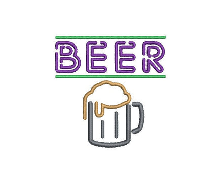 Beer Sign Machine Embroidery Design, Beer Embroidery design - sproutembroiderydesigns