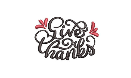 Thanksgiving Give Thanks Machine Embroidery Design - sproutembroiderydesigns