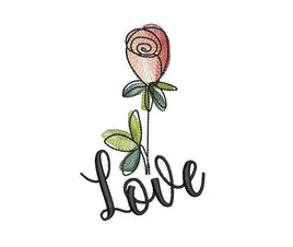 Love Flower Machine Embroidery Design, 2 sizes - sproutembroiderydesigns