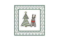 Framed Christmas Tree & Reindeer Machine Embroidery Design, 2 sizes - sproutembroiderydesigns