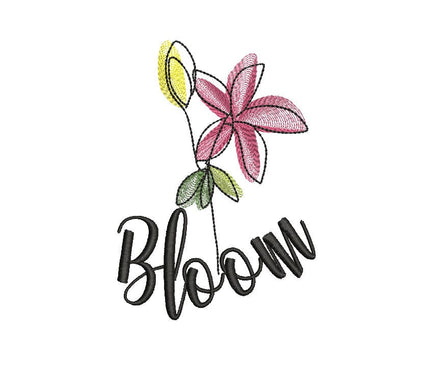 Bloom Sketch Flower Machine Embroidery Design, 2 sizes - sproutembroiderydesigns
