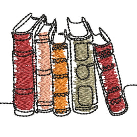 Stack of Books Machine Embroidery Design - sproutembroiderydesigns