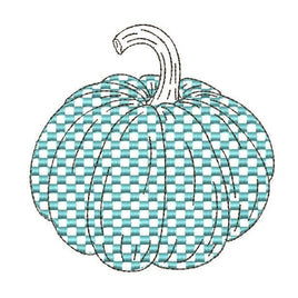 Checkered Gingham Pumpkin Machine Embroidery Design, 2 sizes - sproutembroiderydesigns