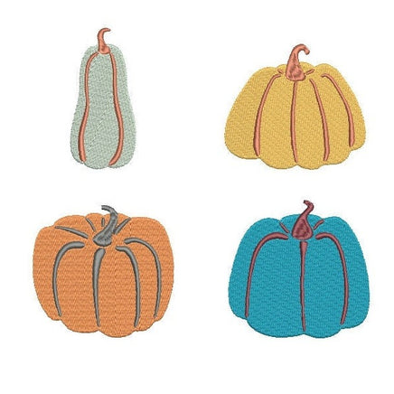 Pumpkin Collection Machine Embroidery Design, 4 designs,  2 sizes, - sproutembroiderydesigns