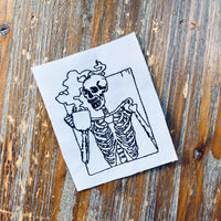 Coffee Skeleton Machine Embroidery Design, 2 Sizes - sproutembroiderydesigns