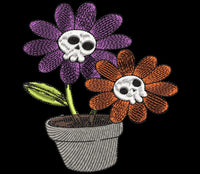 Skull Flower Machine Embroidery Design, 2 Sizes - sproutembroiderydesigns