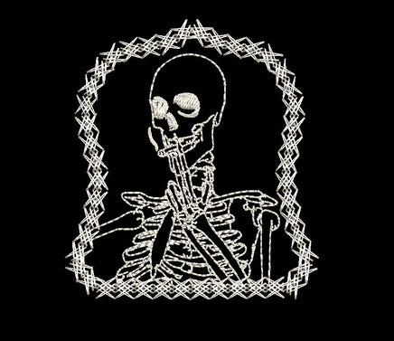 Smoking Skeleton Machine Embroidery Design, 2 Sizes - sproutembroiderydesigns