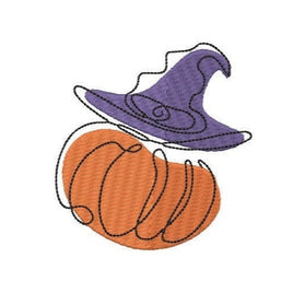 Pumpkin Witch Machine Embroidery Design, 2 Sizes - sproutembroiderydesigns