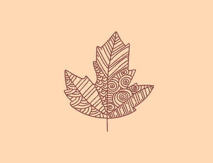 Doodle Autumn Leaf Machine Embroidery Design, 2 Sizes - sproutembroiderydesigns