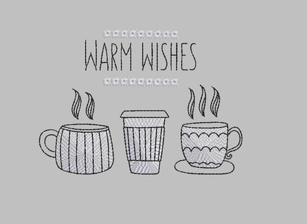 Warm Wishes Coffee Hot Chocolate Machine Embroidery Design - sproutembroiderydesigns