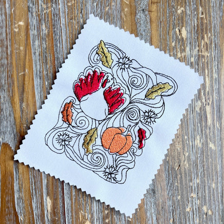 Doodle Thanksgiving Turkey Machine Embroidery Design-2 sizes available - sproutembroiderydesigns