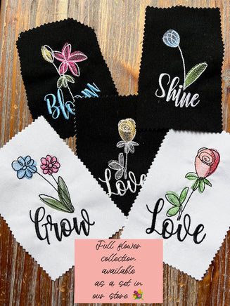 Love Flower Machine Embroidery Design, 2 sizes - sproutembroiderydesigns
