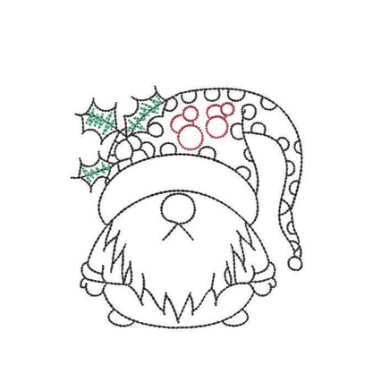 Christmas Holly Hat Gnome Machine Embroidery Design, 2 sizes - sproutembroiderydesigns